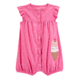 Barboteuse en coton à pression crème glacée bébé fille