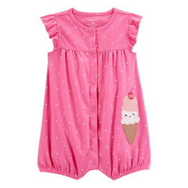 Barboteuse en coton à pression crème glacée bébé fille