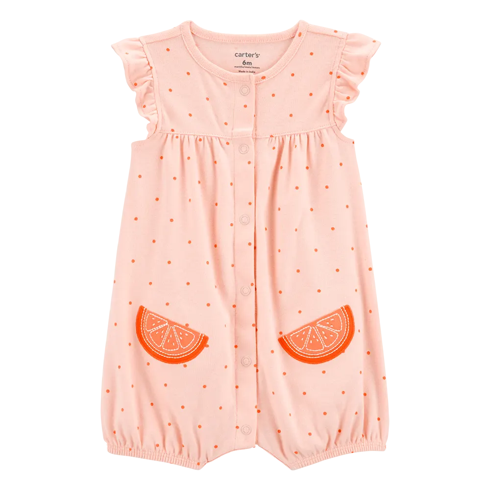 Barboteuse à manches courtes en coton bébé fille