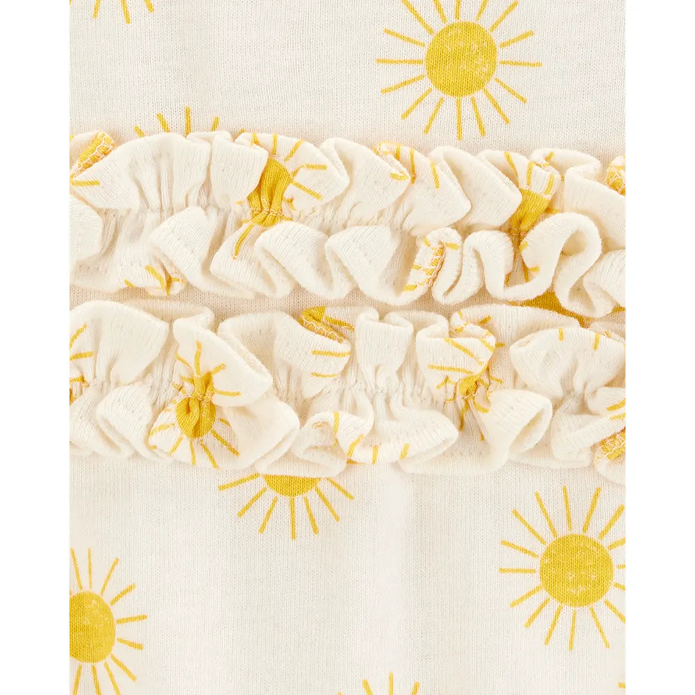 Barboteuse en coton à manches courtes soleil bébé fille