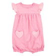Barboteuse en coton à cœurs bébé fille - Rose