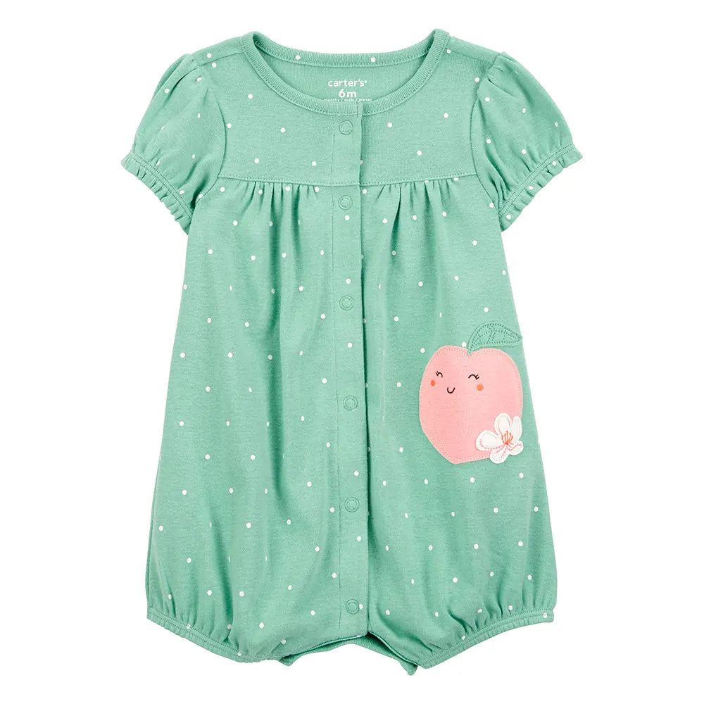 Barboteuse manches courtes pêche bébé fille - Vert
