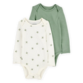 Carter's Baby 2-Pack PurelySoft Bodysuits - Green & Ivory