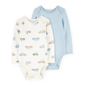 Carter's Baby Boy 2-Pack PurelySoft Bodysuits - Blue & Ivory
