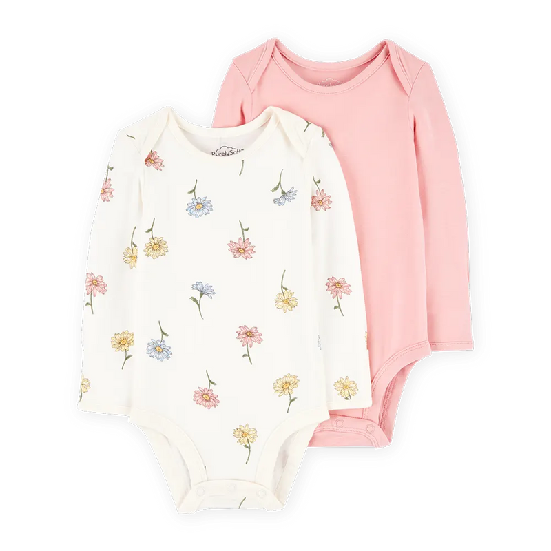 Set de 2 bodys de manga larga PurelySoft para bebé niña