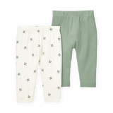 Lot de 2 pantalons PurelySoft bébé - Vert/Blanc