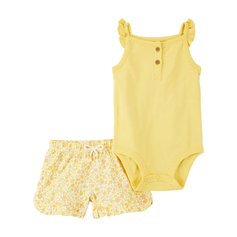 Carter's Baby Girl Tank Bodysuit & Shorts Set - Yellow