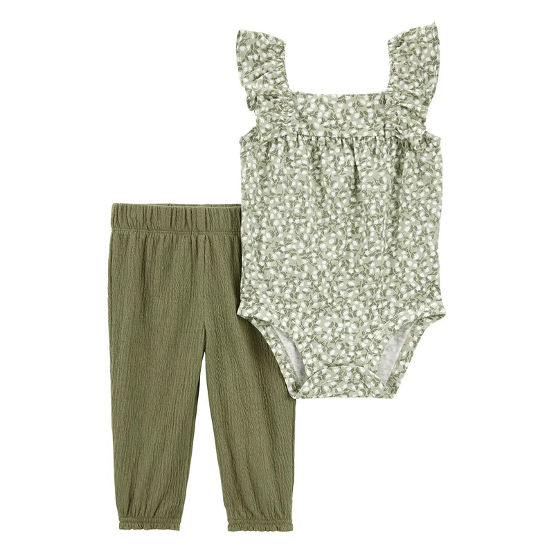 Carter's Baby Girl Bodysuit & Pants - Floral & Olive