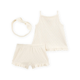 Ensemble 3 pièces cœur en pointelle bébé fille