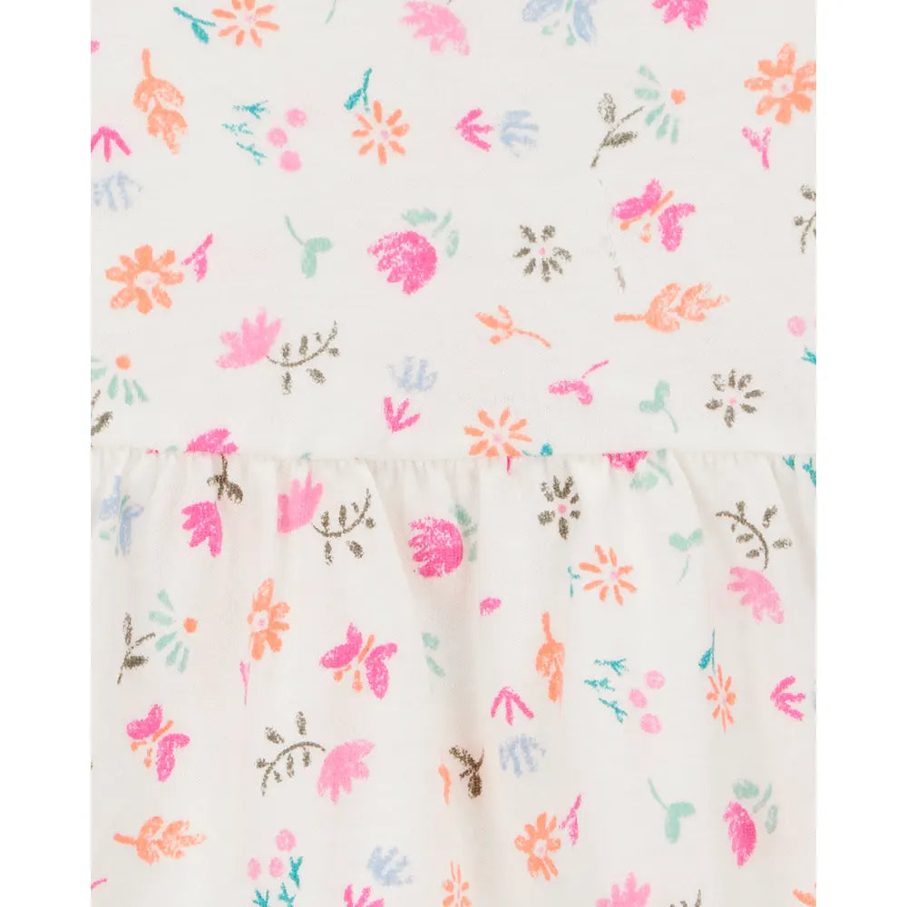 Ensemble robe florale et barboteuse bébé fille