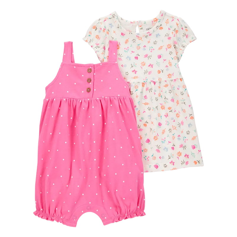 Carter's Baby Girl Dress & Romper Set - Pink Floral