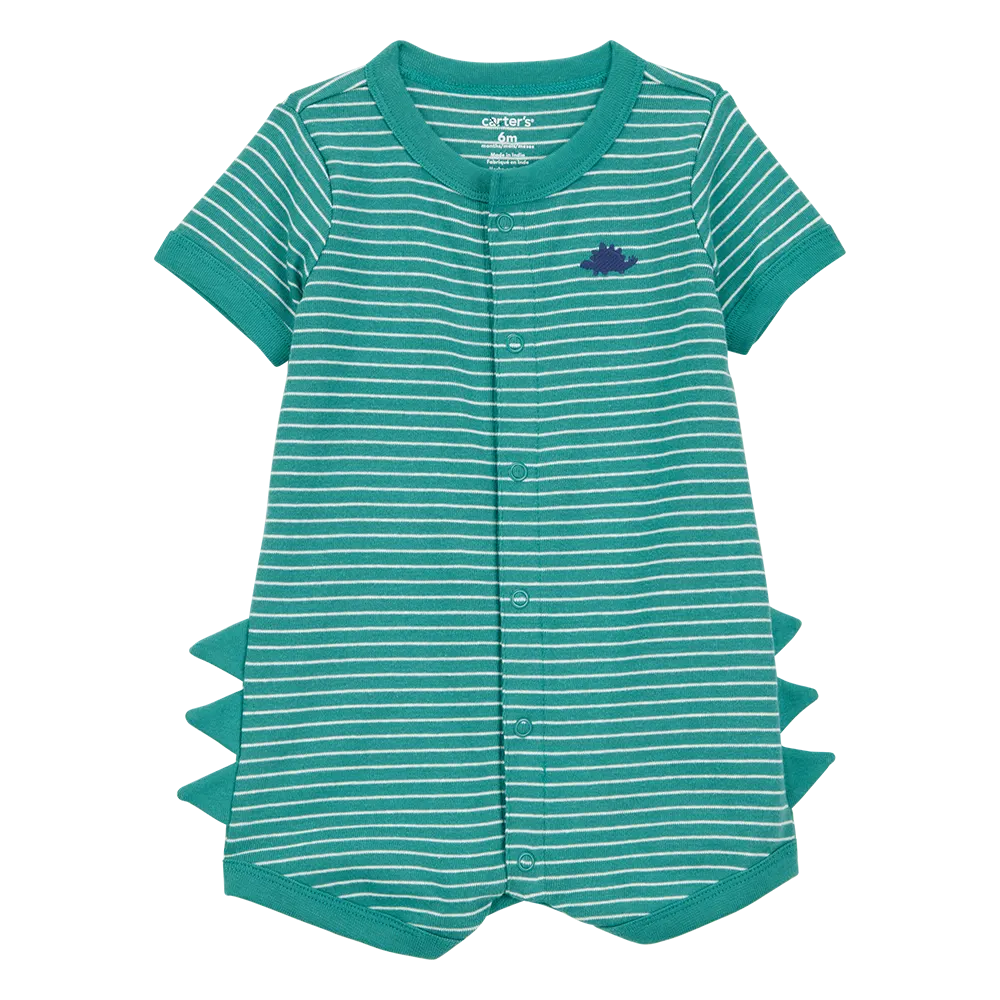 Barboteuse rayée dinosaure bébé garçon - Coton