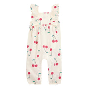 Combinaison à volants et imprimé cerise bébé fille