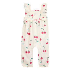 Combinaison à volants et imprimé cerise bébé fille