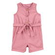 Barboteuse en toile sans manches bébé fille - Rose