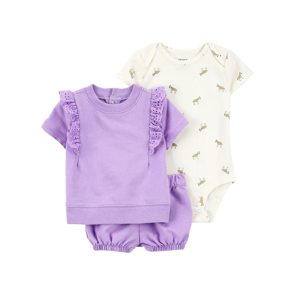Ensemble 3 pièces à volants pour bébé fille