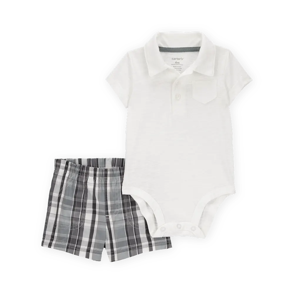 Ensemble body polo et short à carreaux bébé garçon