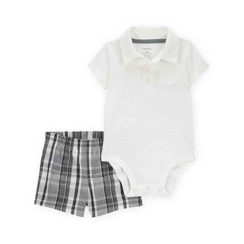 Carter's Baby Boy Polo Bodysuit & Plaid Shorts Set
