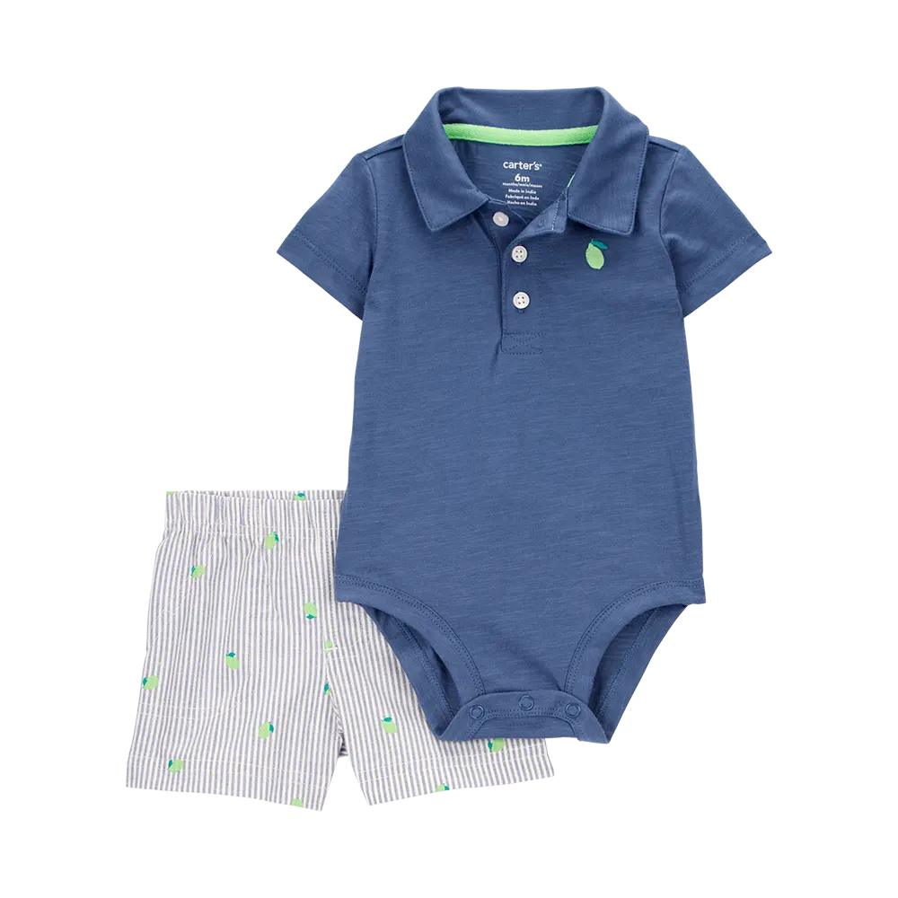 Ensemble body polo et short rayé bébé garçon