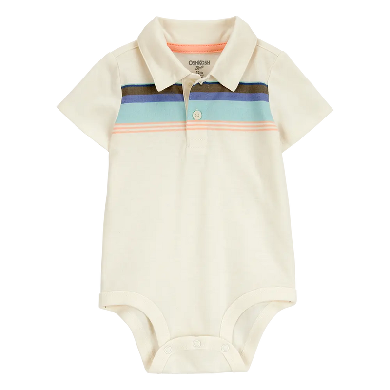 Body Polo Rayé à Manches Courtes Bébé Garçon OshKosh - Crème