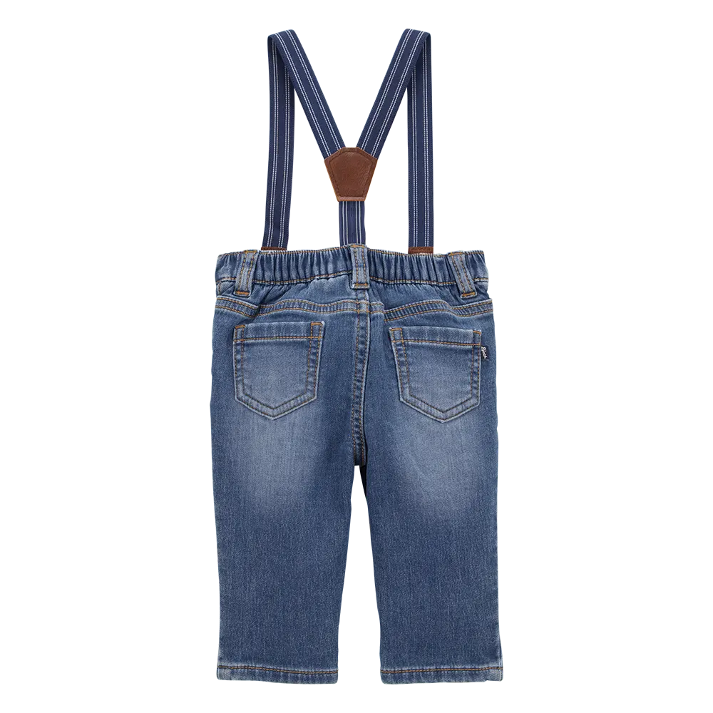 Jean à bretelles en tricot denim bébé garçon
