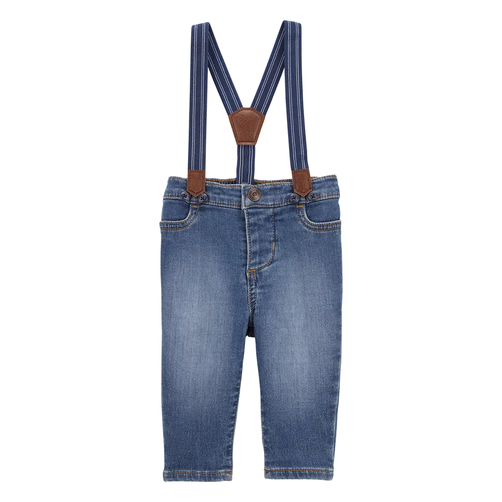 Jean à bretelles en tricot denim bébé garçon