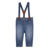 Jean à bretelles en tricot denim bébé garçon