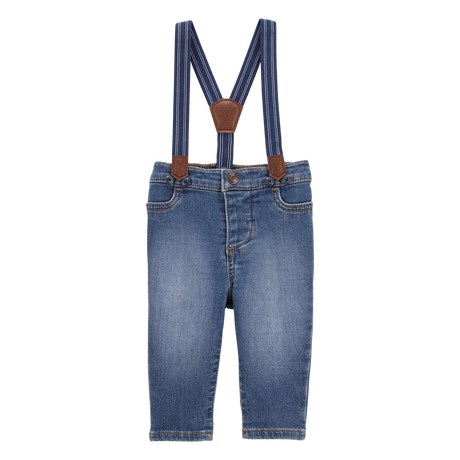 Jean à bretelles en tricot denim bébé garçon