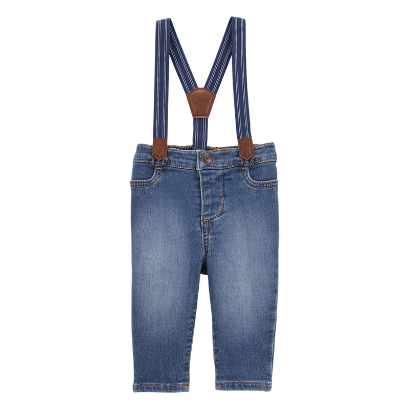 Jean à Bretelles en Tricot Denim Bébé Garçon OshKosh