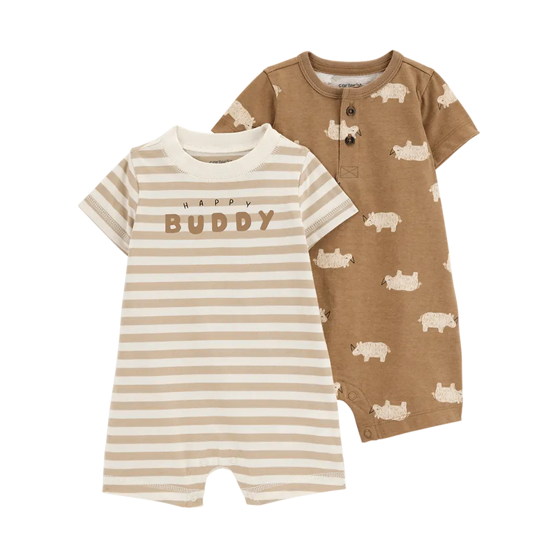 Carter's Baby Boy 2-Pack Rompers - Beige & Camel