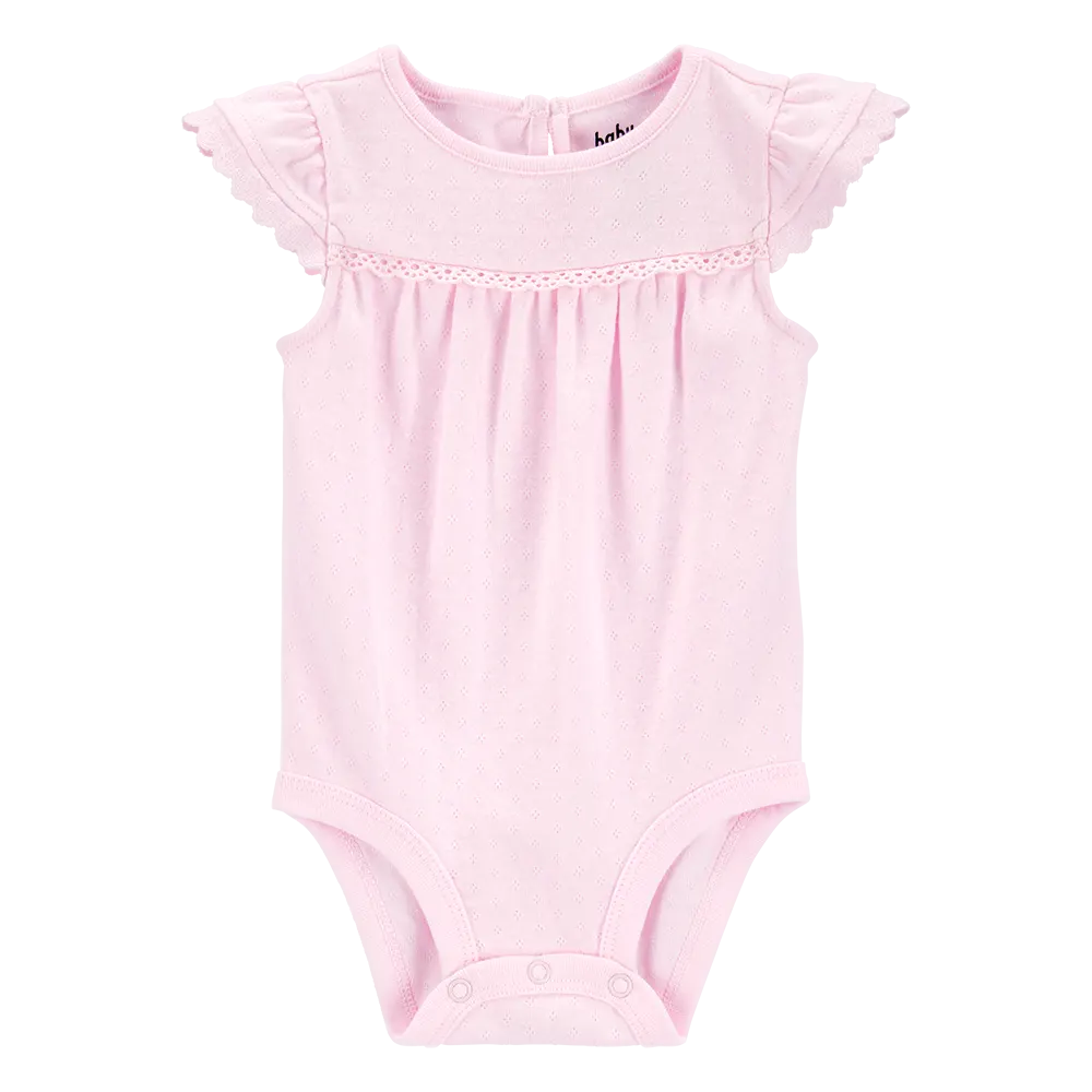 Body à manches papillon en pointelle bébé fille
