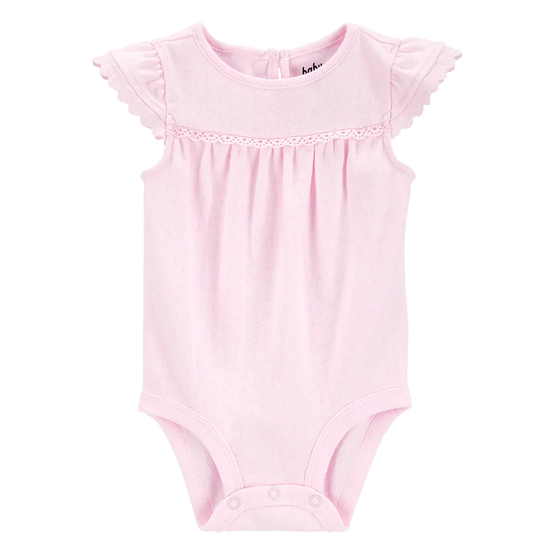 OshKosh Baby Girl Pointelle Flutter-Sleeve Bodysuit - Pink