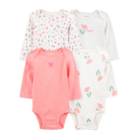 Lot de 5 bodys manches longues bébé fille - Coton