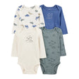 Lot de 5 bodys manches longues bébé garçon - Coton