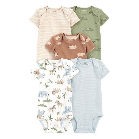 Lot de 5 bodys manches courtes bébé garçon - Coton