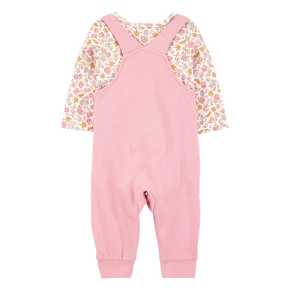 Ensemble salopette et t-shirt lapin bébé fille