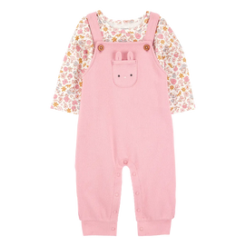 Ensemble salopette et t-shirt lapin bébé fille