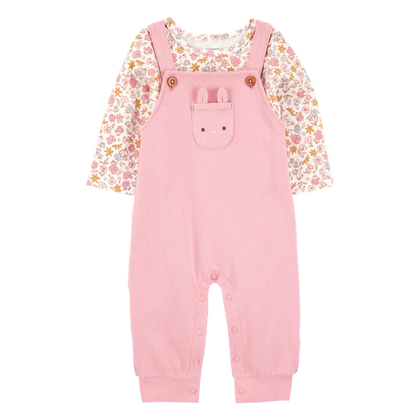 Ensemble salopette et t-shirt lapin bébé fille