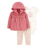 Ensemble 3 pièces cardigan fleuri bébé fille