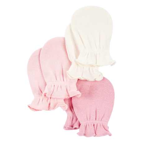 Lot de 3 moufles anti-griffures bébé fille - Rose