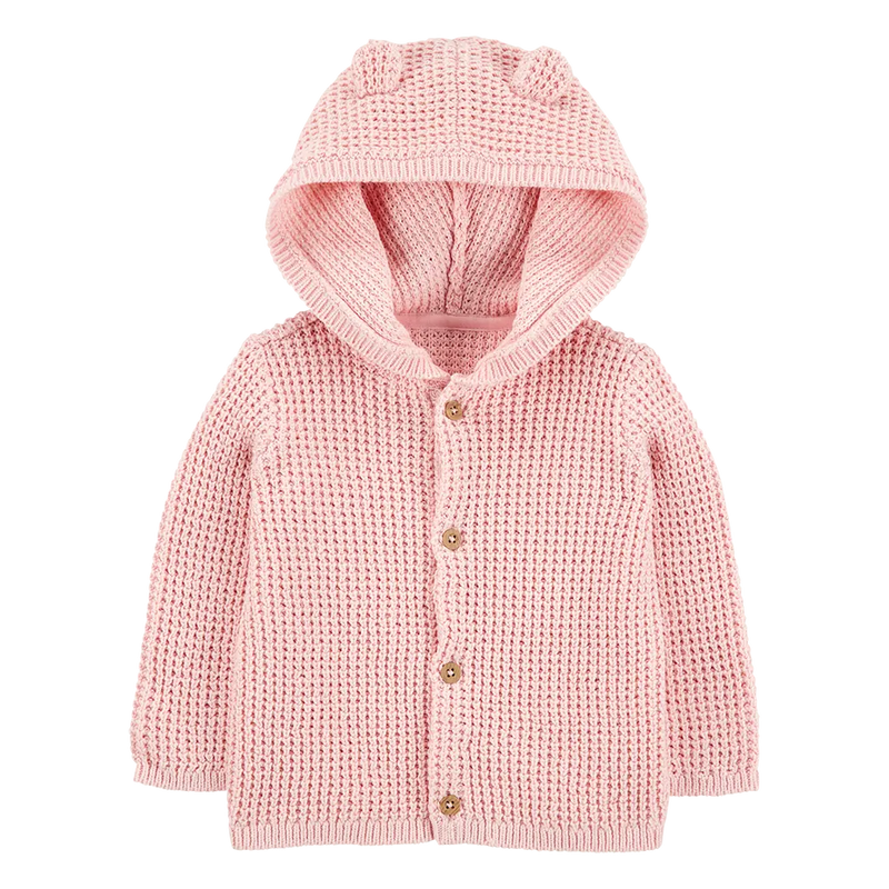 Cardigan de tejido gofrado con capucha para bebé niña Carter's - Rosa