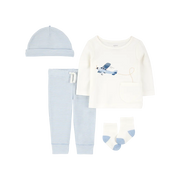 Ensemble 4 pièces avion pour bébé garçon - Coton