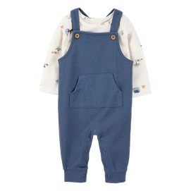 Ensemble salopette gaufrée et t-shirt bébé garçon