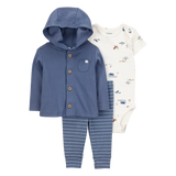 Ensemble 3 pièces cardigan ferme bébé garçon - Coton