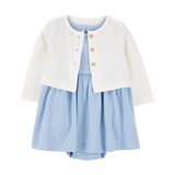 Ensemble robe-body et cardigan bébé fille - Bleu