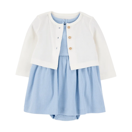 Ensemble robe-body et cardigan bébé fille - Bleu
