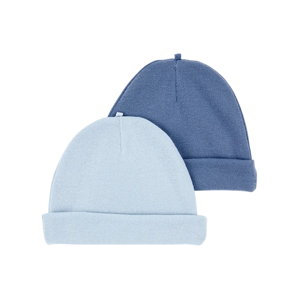 Lot de 2 bonnets de naissance bébé garçon - Bleu