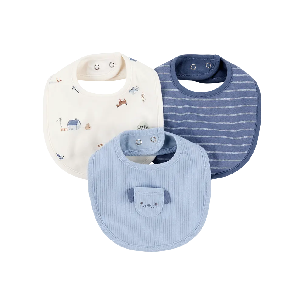 Lot de 3 bavoirs chien pour bébé garçon