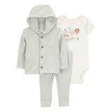 Ensemble 3 pièces cardigan lion bébé garçon