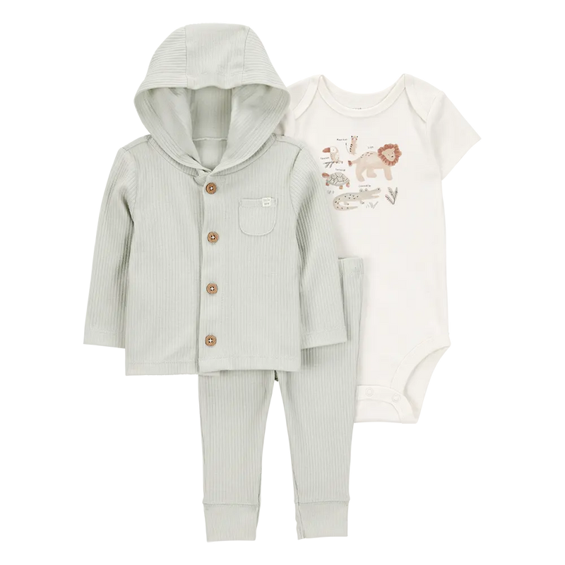 Conjunto de 3 piezas con cardigan para bebé niño Carter's - León